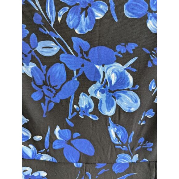 American Living Women Dress Sheath Blue Navy Size 14 Floral Faux Wrap 90s Y2K - Picture 6 of 7